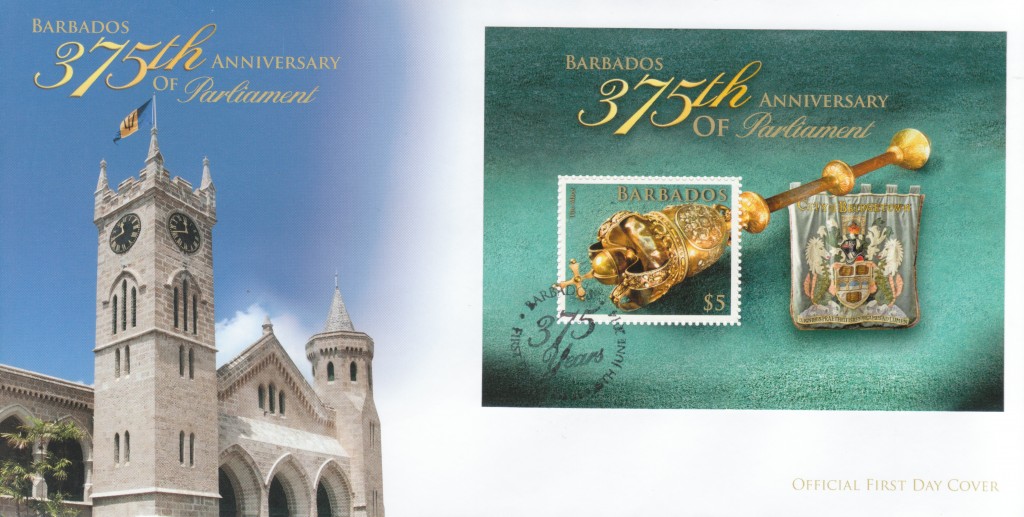 The 375th Anniversary of Parliament in Barbados Mini Sheet First Day Cover