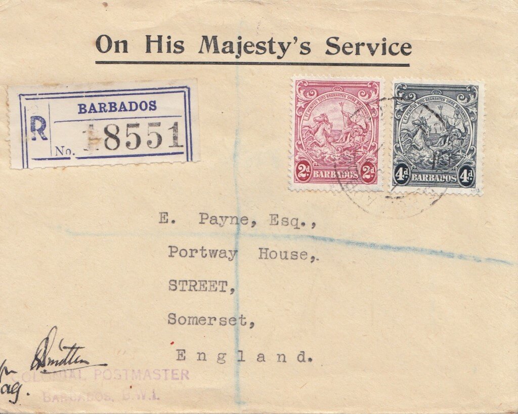 Barbados Registered Letter 1943