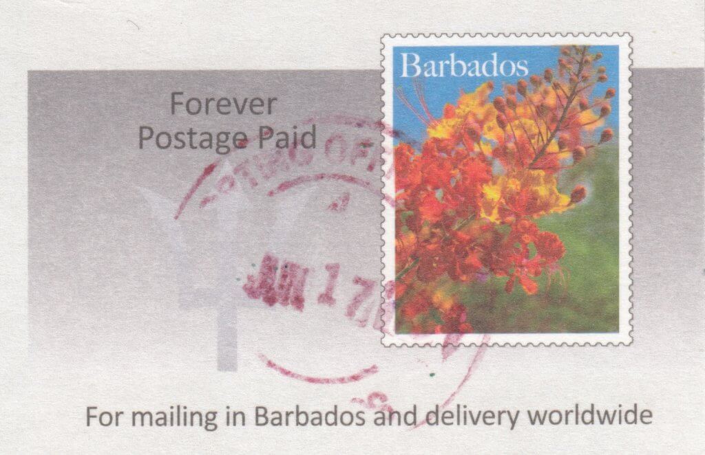 Barbados Pre Paid Postcard Gun Hill Station with incorrect date - postmark
