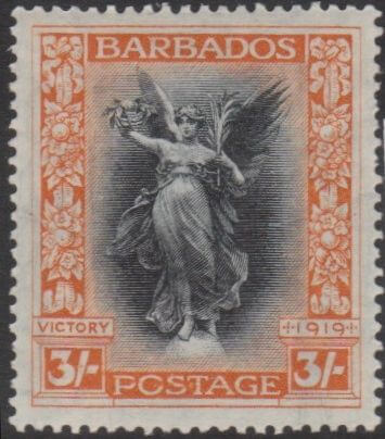 Barbados SG211 The 3/- stamp from the Victory series Barbados SG211 The 3/- stamp from the Victory series