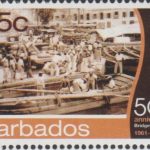 Barbados SG1397- 50th Anniversary of Bridgetown Port -65c Lightermen Delivering Cargo