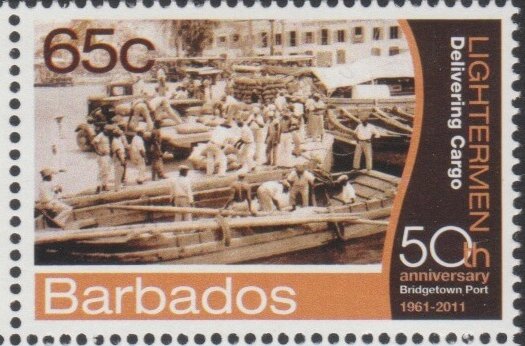 Barbados SG1397- 50th Anniversary of Bridgetown Port -65c Lightermen Delivering Cargo