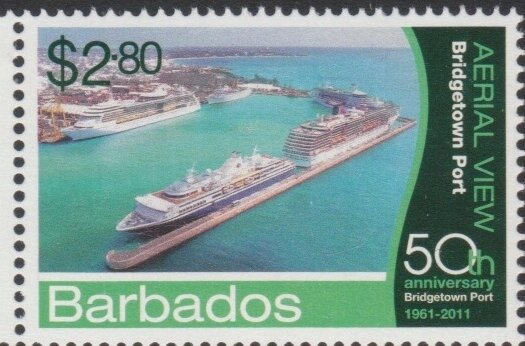 Barbados SG1399- 50th Anniversary of Bridgetown Port -$2.80 Aerial View Bridgetown Port