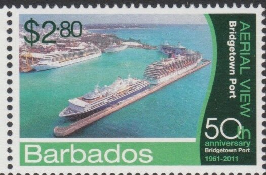 Barbados SG1399- 50th Anniversary of Bridgetown Port -$2.80 Aerial View Bridgetown Port