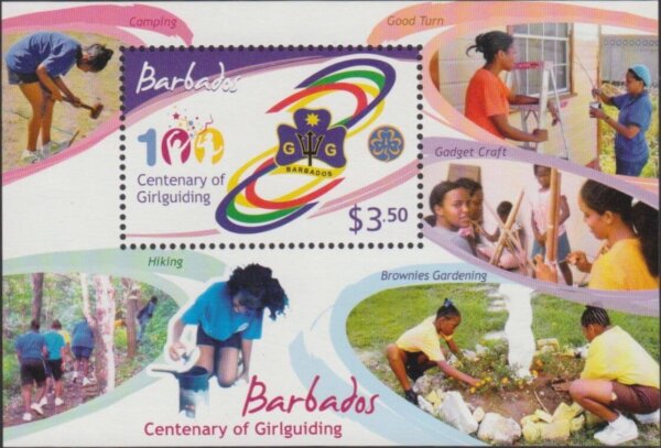 Centenary of Girlguiding - $3.50 minisheet - Barbados SGMS1358