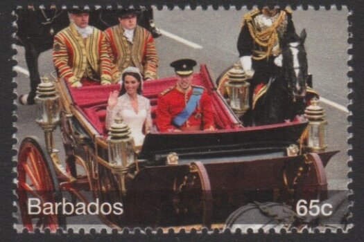 The Royal Wedding of Prince William and Kate Middleton - 65c - Barbados SG1380