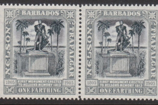 Barbados SG158 | Nelson Centenary 1/4d pair