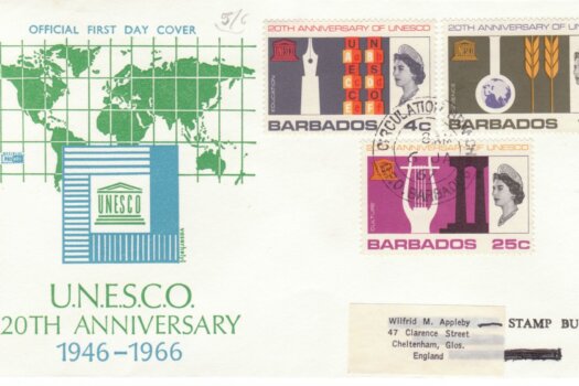 Barbados 1967 UNESCO 20th Anniversary FDC - illustrated cover