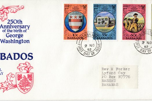 250th Anniversary of the birth of George Washington FDC (typed address label)