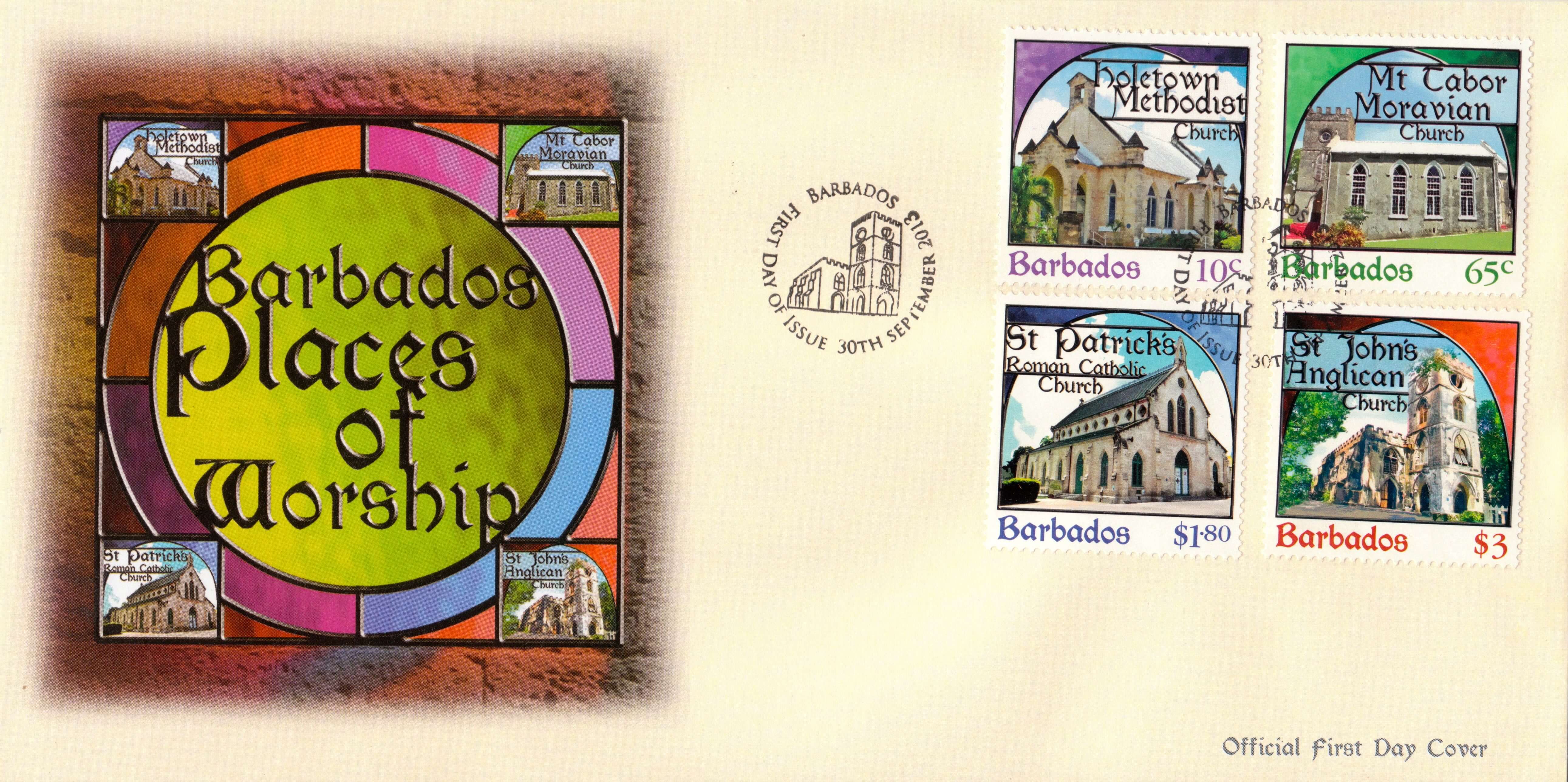 Places of Worship First Day Cover - Barbados Stamps