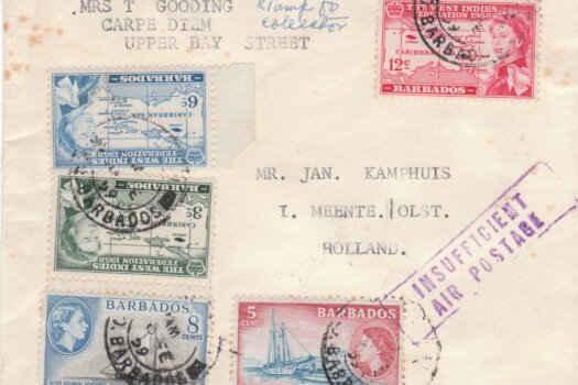 Barbados Insufficient Air Postage cover