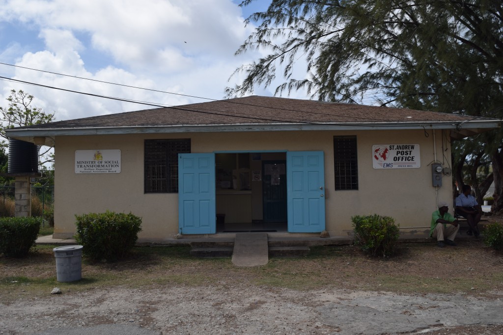 St Andrew Post Office, Barbados complete with staff sitting outside