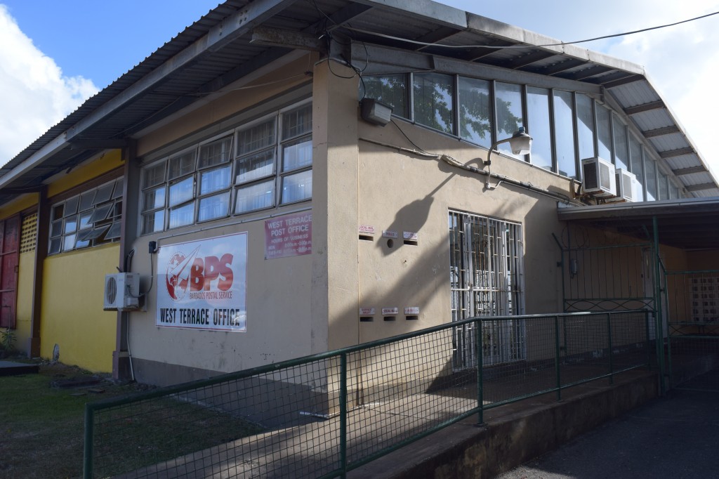 Entrance and post boxes at West Terrace Post Office, Barbados