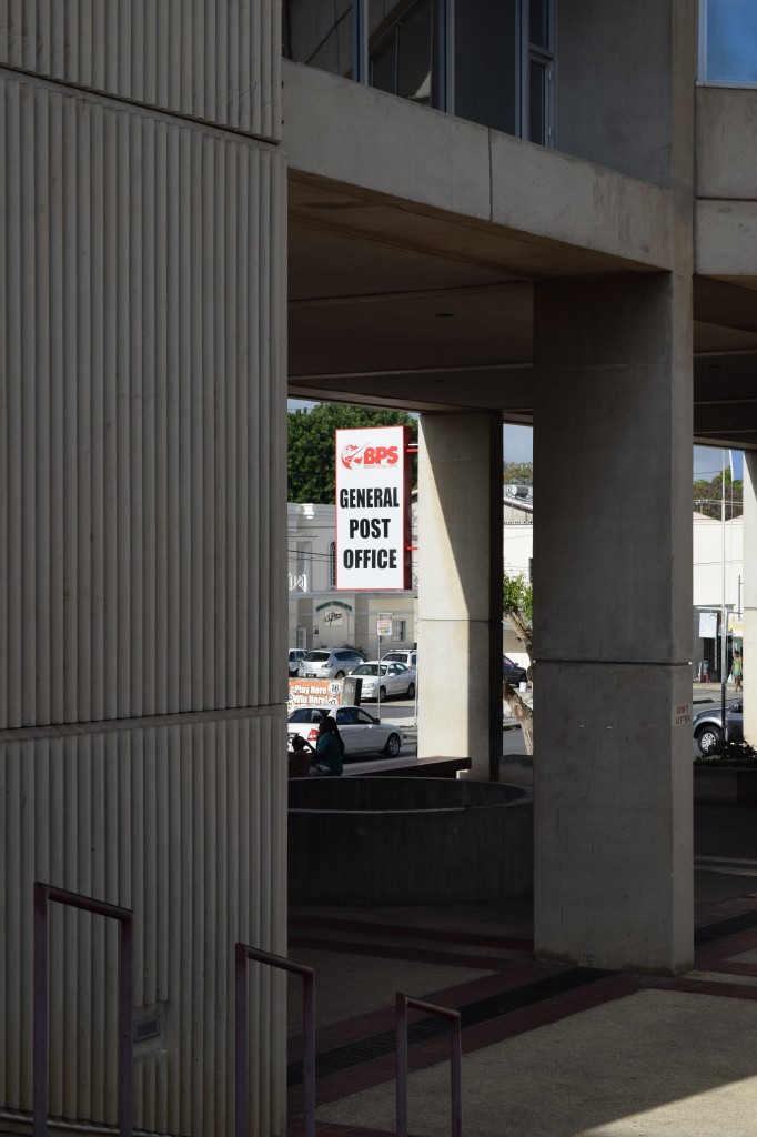 View from the entrance of the General Post Office, Cheapside, Bridgetown, Barbados