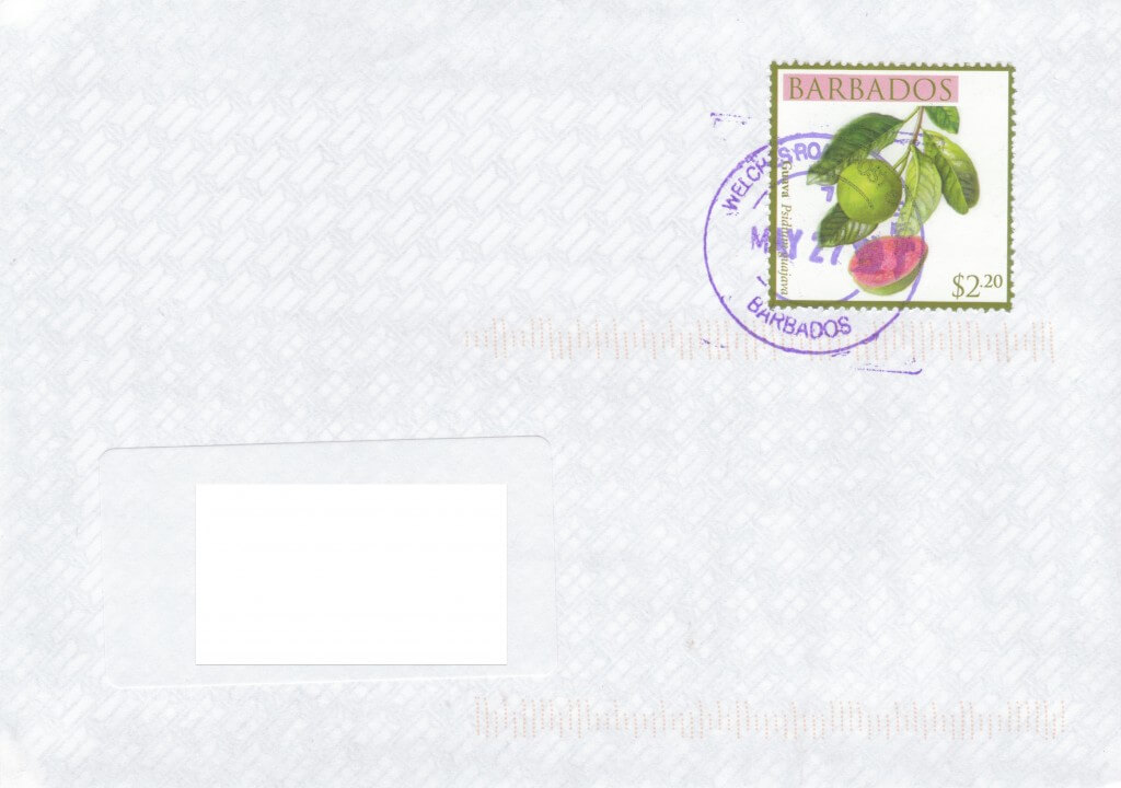 Cover from Welches Road Post Office, Welches Road, St Michael, Barbados