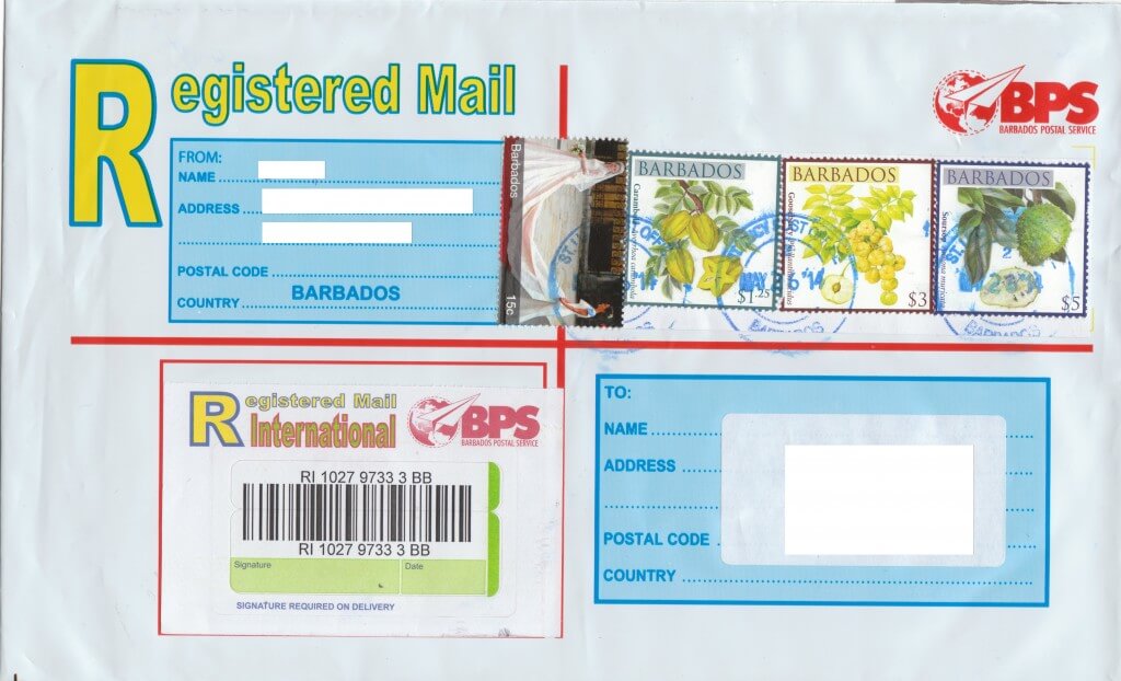 Registered Envelope from St Lucy Barbados