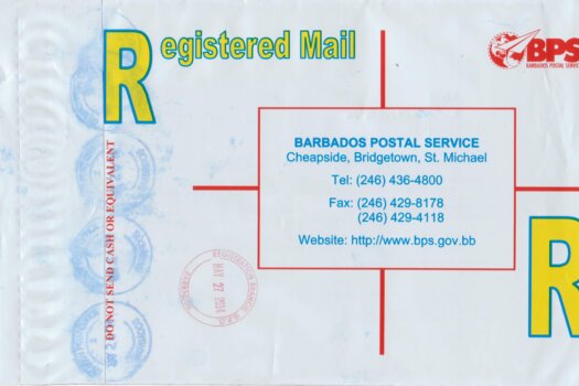 Registered Envelope from St Lucy Barbados