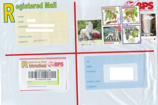 Registered Envelope from Bridgetown Barbados