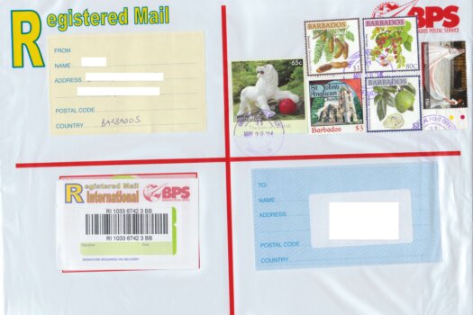 Registered Envelope from Bridgetown Barbados
