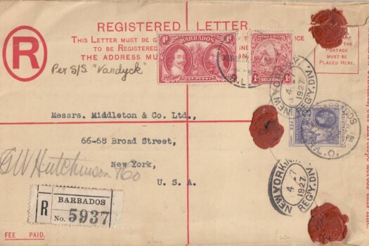 Barbados Registered letter March 1927