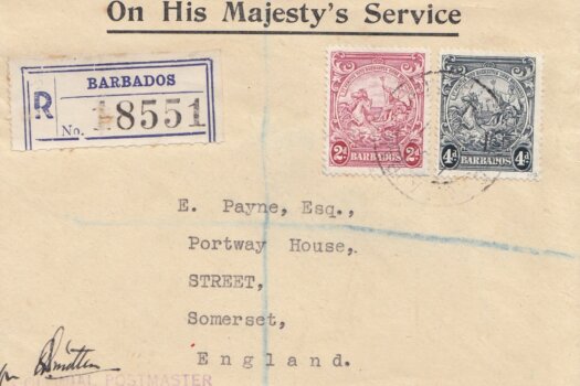 Barbados Registered Letter 1943