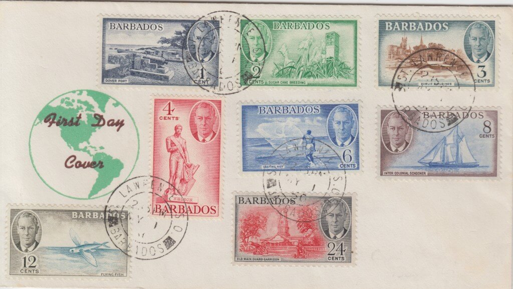 Barbados George VI First Day Cover 1950 - low values