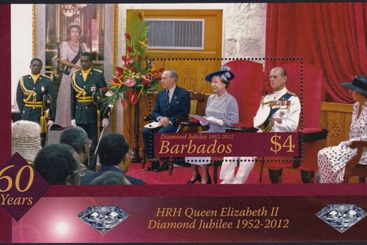 Queen Elizabeth II Diamond Jubilee - $4 minisheet -Barbados SGMS1387