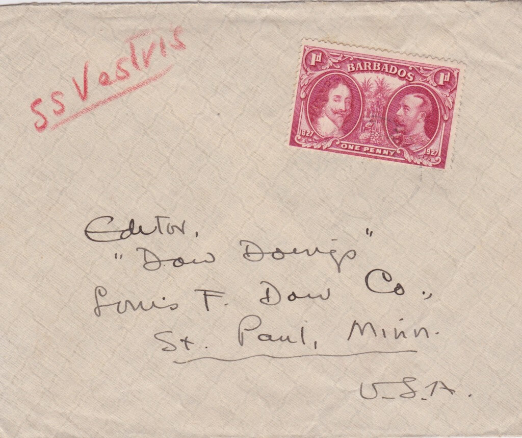 Barbados 1927 Cover to St Paul, Minnesota, USA