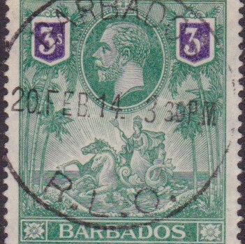 Barbados SG180 George V 3/-