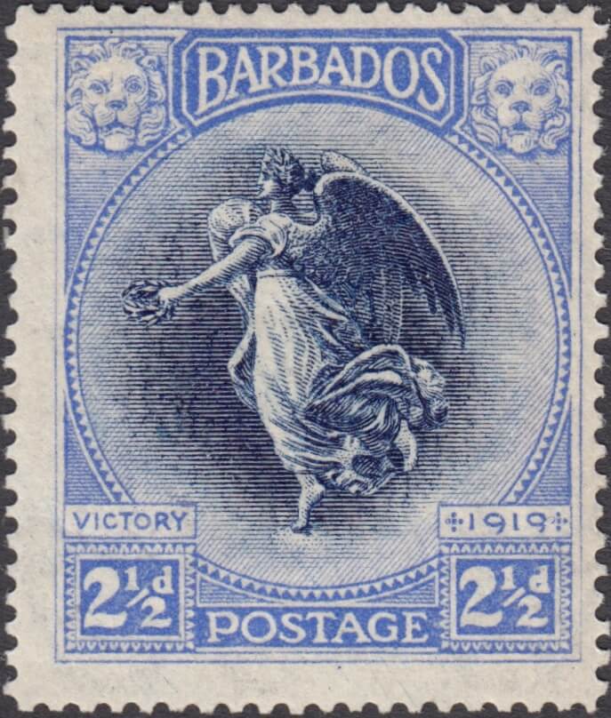 Barbados SG205 2½d missing "A" of "CA" Watermark