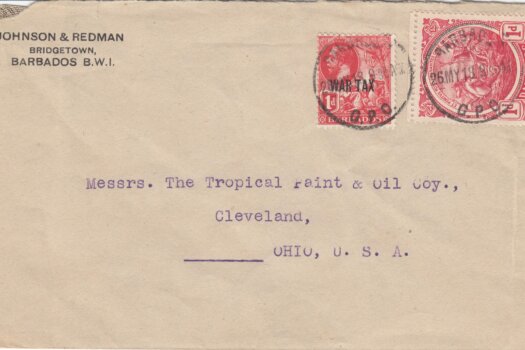 Possible Barbados booklet stamp on cover
