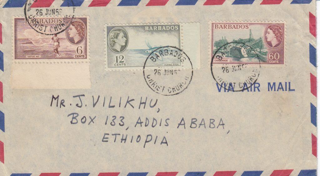 Barbados to Adis Ababa airmail cover