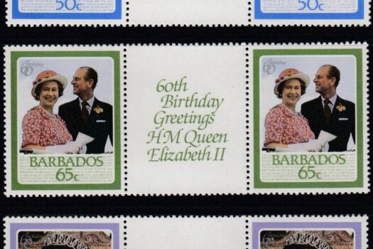 Barbados SG 810-814 | 60th Birthday of QEII Gutter Pairs