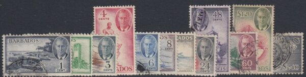 Barbados SG 271-282 | George VI definitives