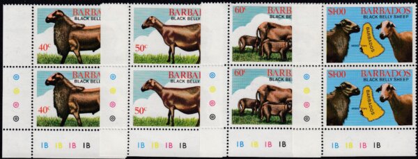 Barbados SG693-696 | Black Belly Sheep Corner Pairs