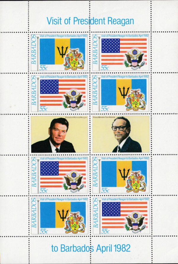 Barbados SG697-700 | President Reagan's Visit minisheet