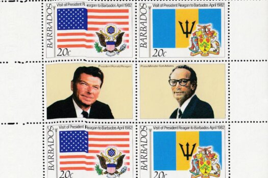 Barbados SG697-700 | President Reagan's Visit minisheet