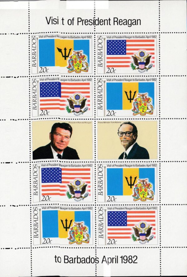 Barbados SG697-700 | President Reagan's Visit minisheet