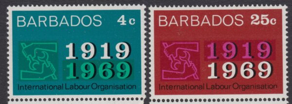 Barbados SG390-391 | 50th Anniversary of International Labour Organisation