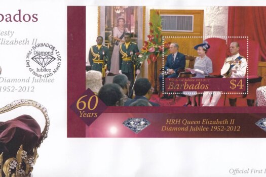 Barbados 2012 HRH Queen Elizabeth II Diamond Jubilee Mini Sheet FDC