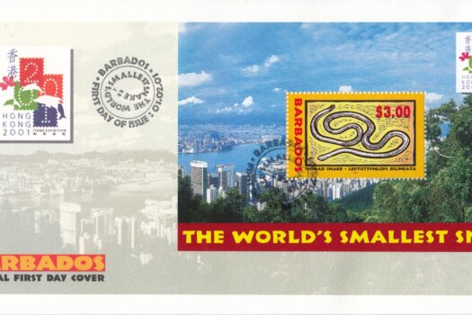 Barbados 2001 Hong Kong 2001 Stamp Exhibition Mini Sheet FDC