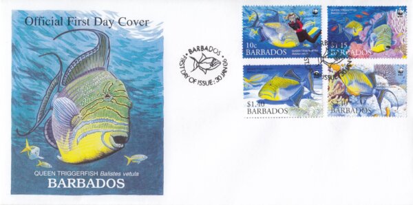 Barbados 2006 Endangered Species Queen Triggerfish FDC