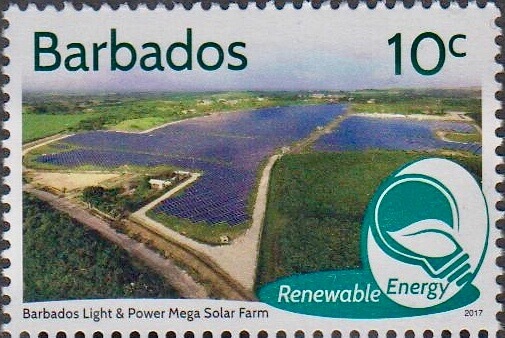 Barbados Renewable Energy - 10c stamp - Barbados Light & Power Mega Solar Farm