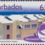 Barbados Renewable Energy - 65c stamp - Solar Commercial Water Heater