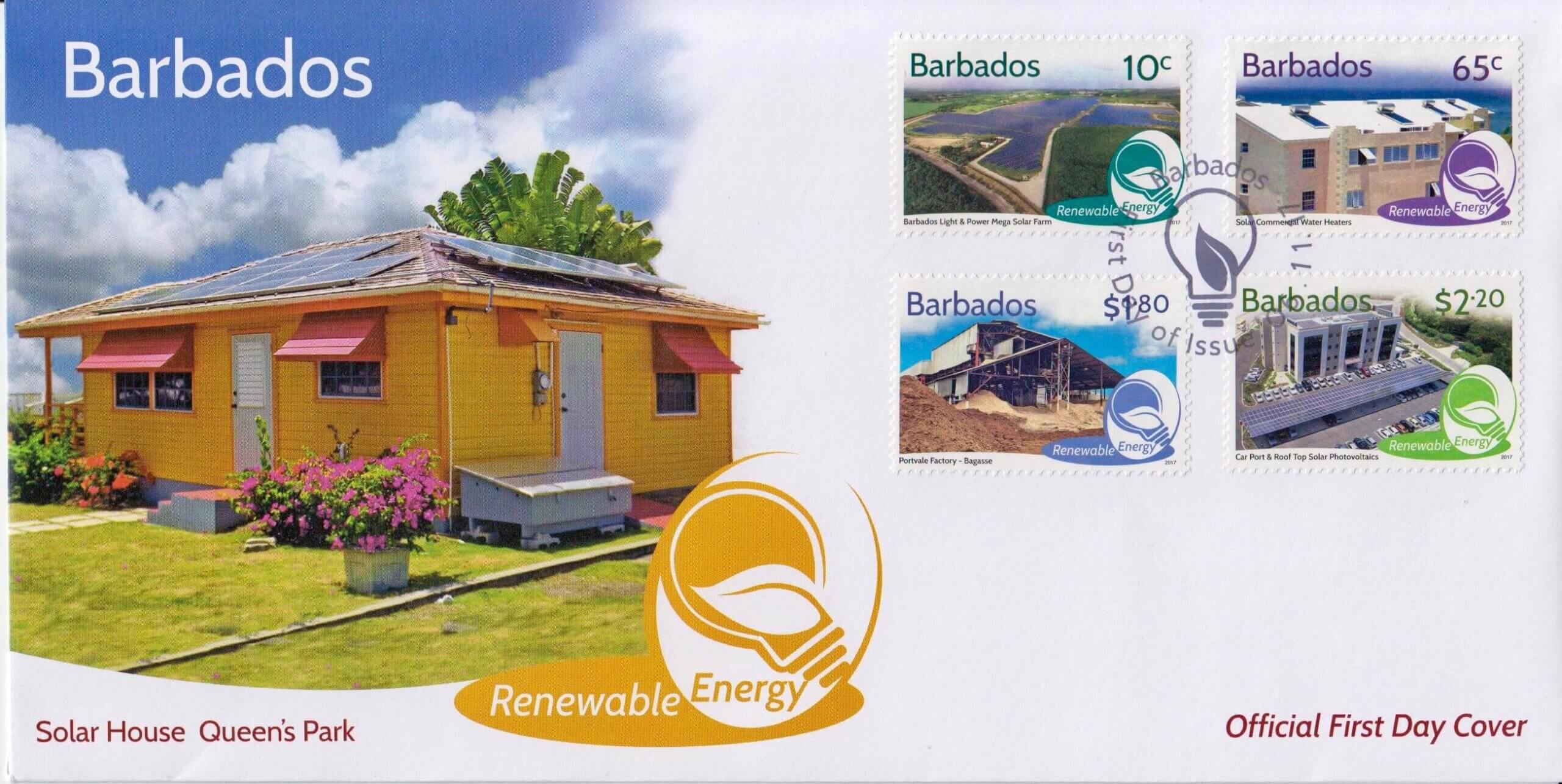 Barbados Renewable Energy - First Day Cover - Queens Park Solar House