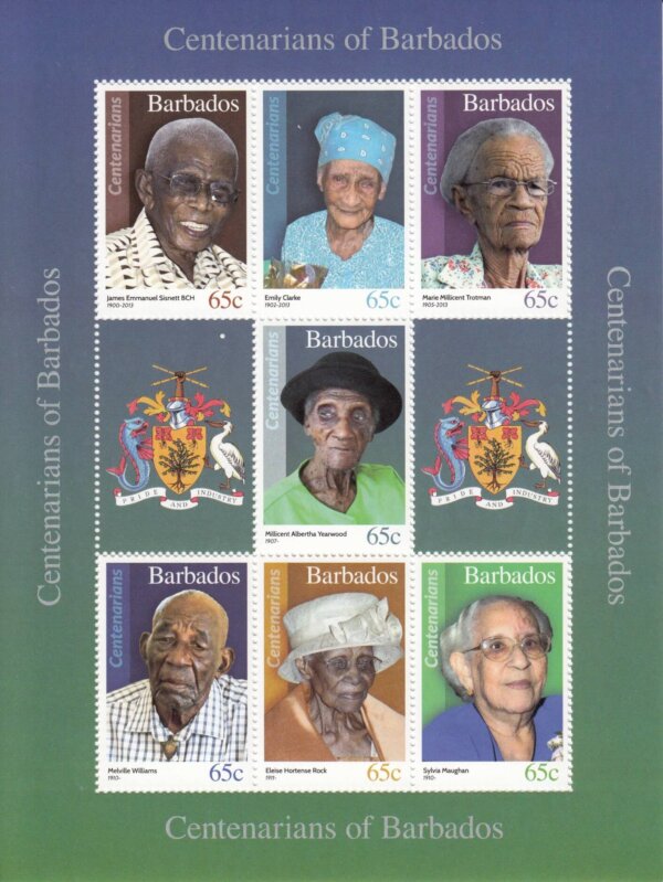 Barbados SGMS1481 - Centenarians mini sheet