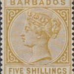 Barbados SG103 5/- Bistre