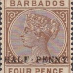 Barbados SG104 ½d on 4d