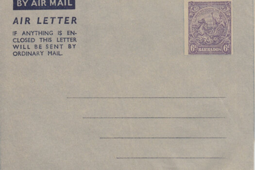 Barbados Air Mail Air Letter 1949 HGFG1 6d Violet on Grey