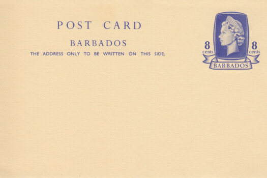 Barbados pre paid postcard QEII 8c